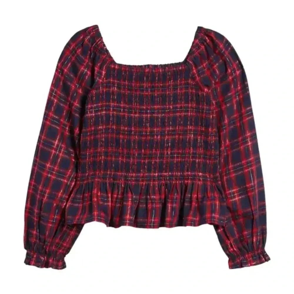Plaid Peplum Top